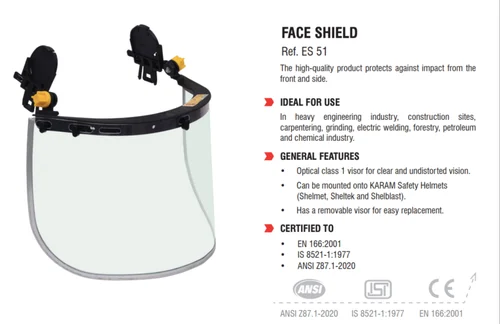 POLYCARBONATE GRINDING FACE SHIELD - KARAM ES51